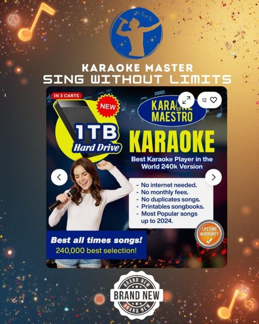 Karaoke 1TB USB HD 240,000 Best Songs Selection , No Monthly Fees And No internet Need It