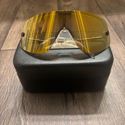 Pit Viper The Limousine Shield Rimless Sunglasses Gold Metal Frame Gold Lens