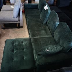 Sectional Couches. Blue Green. Black.