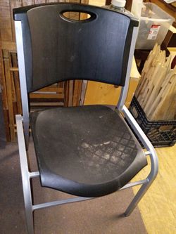 3 metal and plastic chairs