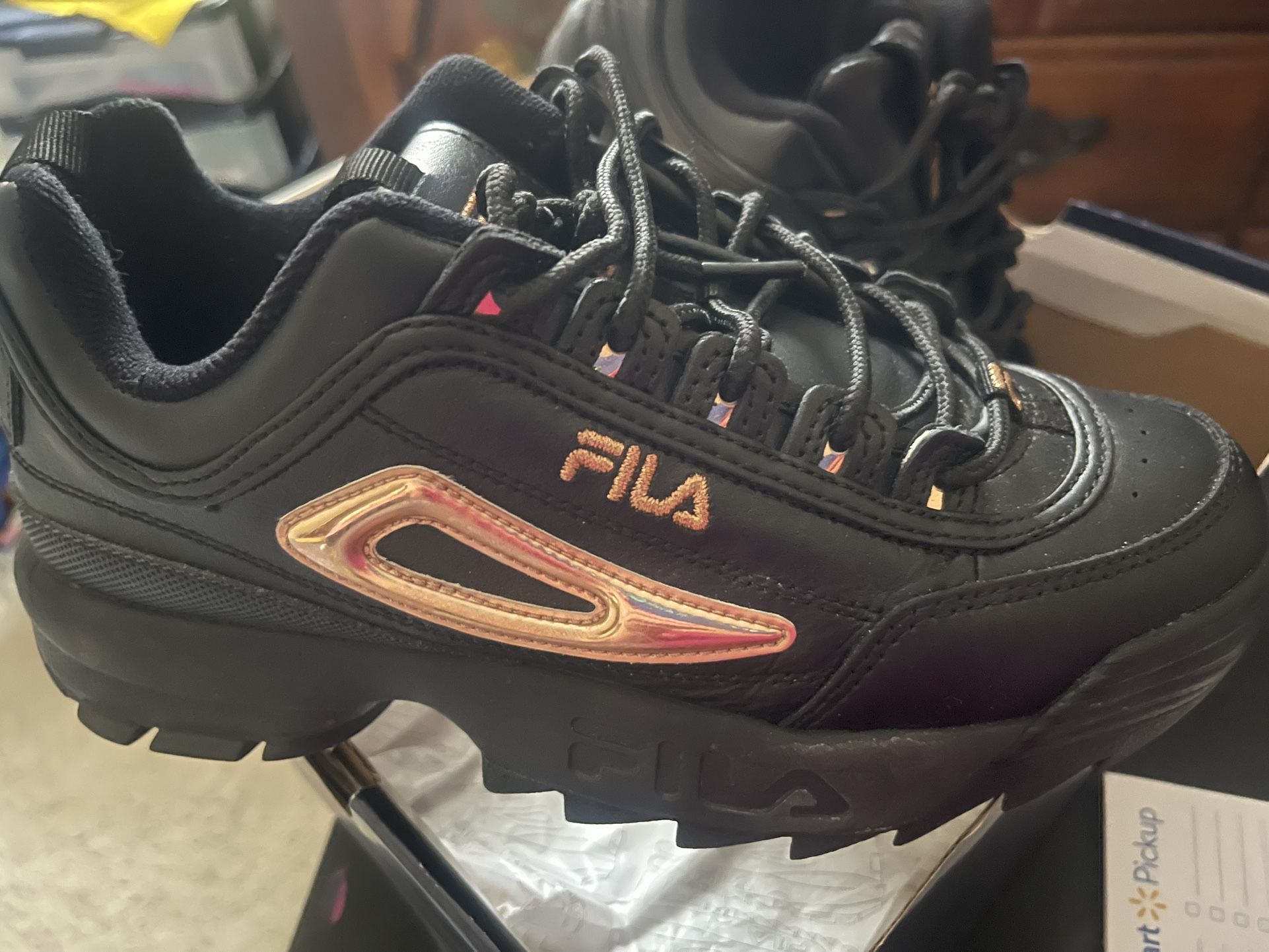 Black And Rose Hold Fila Sneakers