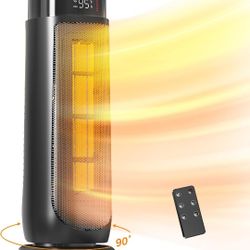 Brand New  Space Heater for Indoor Use, 1500W, with Thermostat, 24H Timer, 90° Oscillating, Quiet, Portable, PTC Ceramic, with Remote, Fast Safety Hea