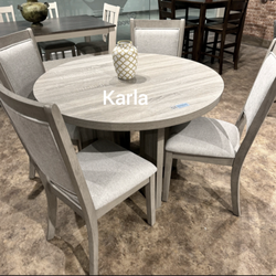 Modern 5-pc dining table set light grey