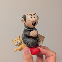 Vintage 1982 Ceramic Porcelain Smurfs Figure Gargamel and Azrael Berrie Cartoon