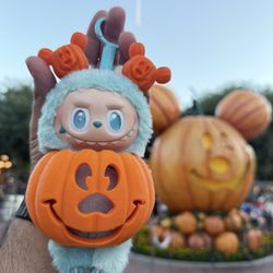 Labubu Mickey Halloween Ears And Pumpkin Set