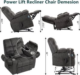 #A129abc-Power Lift Recliner Chair for Elderly, Extra Wide Lay Flat Recliner with Lifts Vertically, Legs Elevated Above The Heart, Heat Massage, Arm S