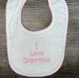 Pink & White “I Love Grandma” Terry Baby Bib