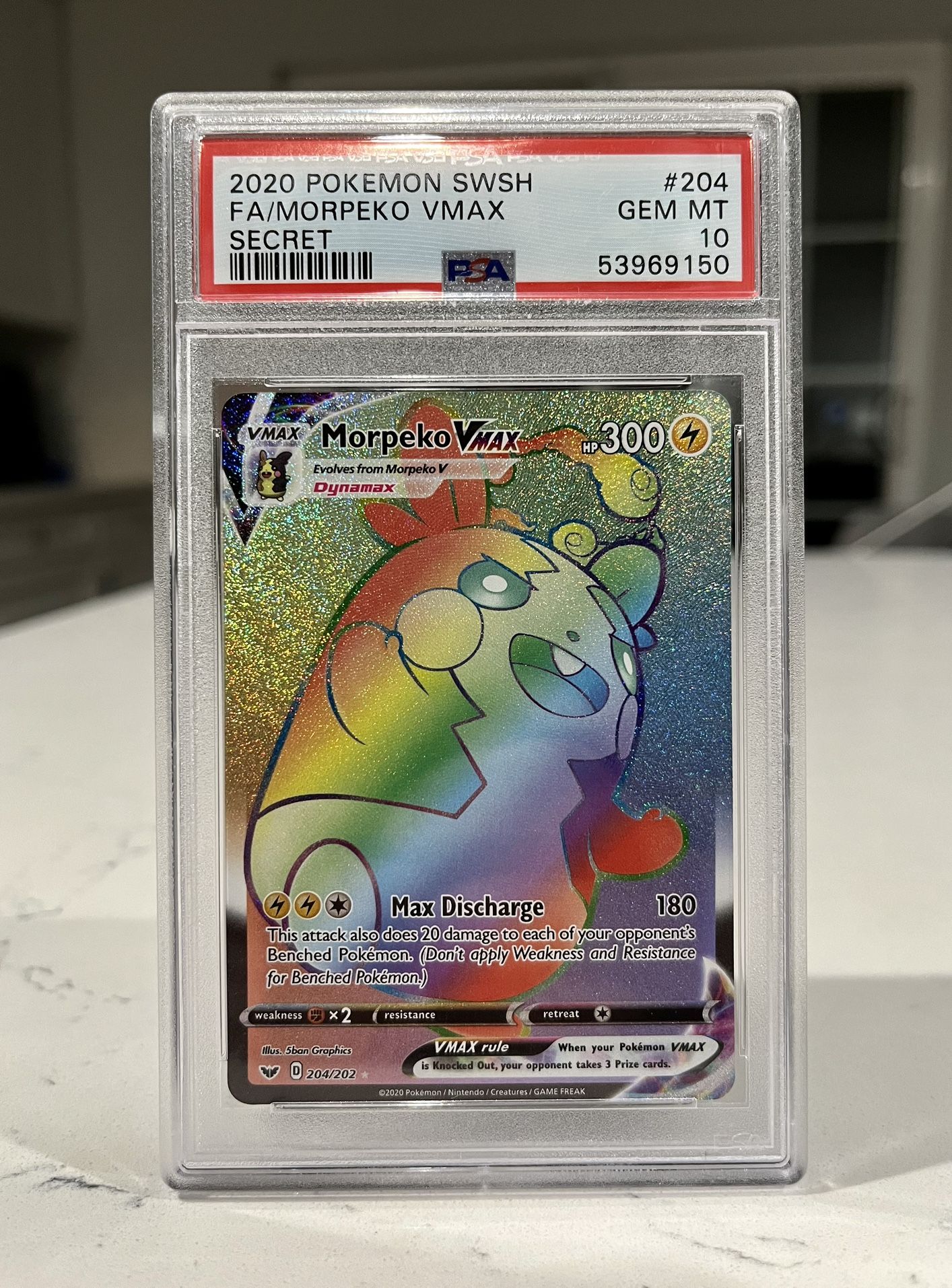 ◓Morpeko VMAX 204/202 Sword & Shield - Pokémon FA Secret Rare🌈PSA Gem MT 10◓