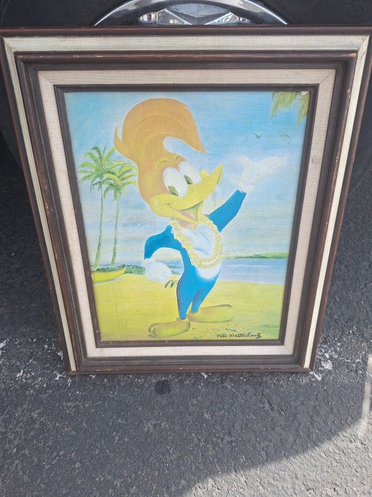 ORIGINAL VINTAGE WOODY WOOD PECKER PAINTING #17/250