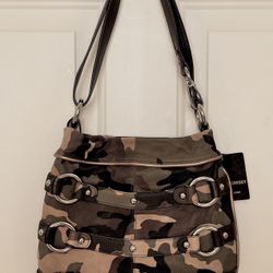 NWT B Makowsky Kimberly Designer Camouflage Shoulder/Crossover Handbag