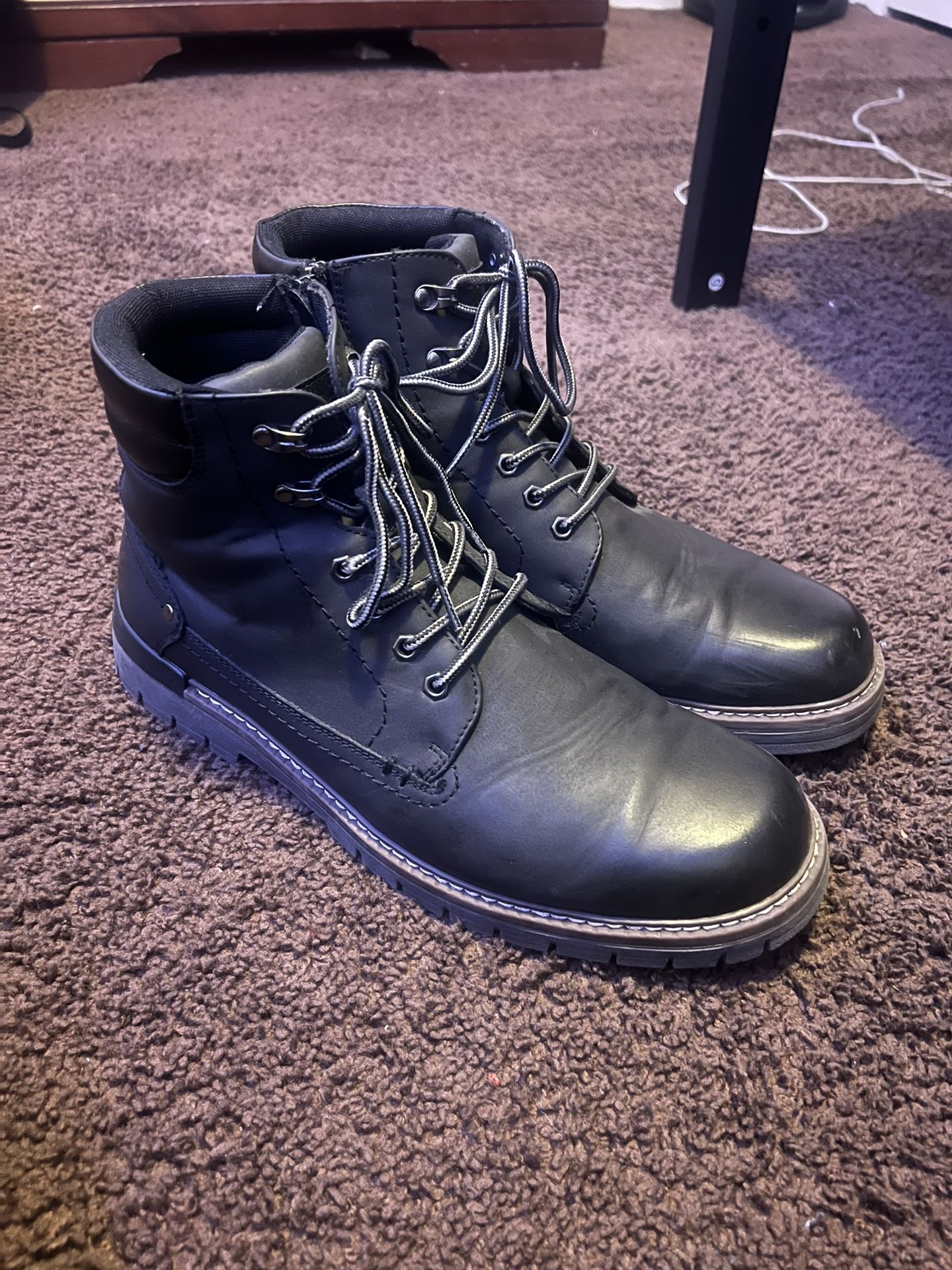 Size 12 Black Jousen Men's Casual Hiking Zipper Chukka Boots