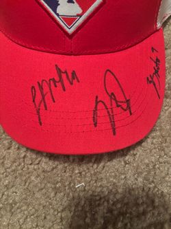 Mike Trout Zach Neto Signed Autograph MLB Angels Hat PSA AUTHENTICATED