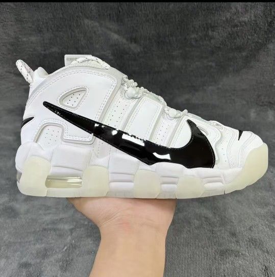 Nike Air More Uptempo '96 “copy/paste” Pippen Big air mid-top Retro Basketball Shoes Men's and Women's White and Black
