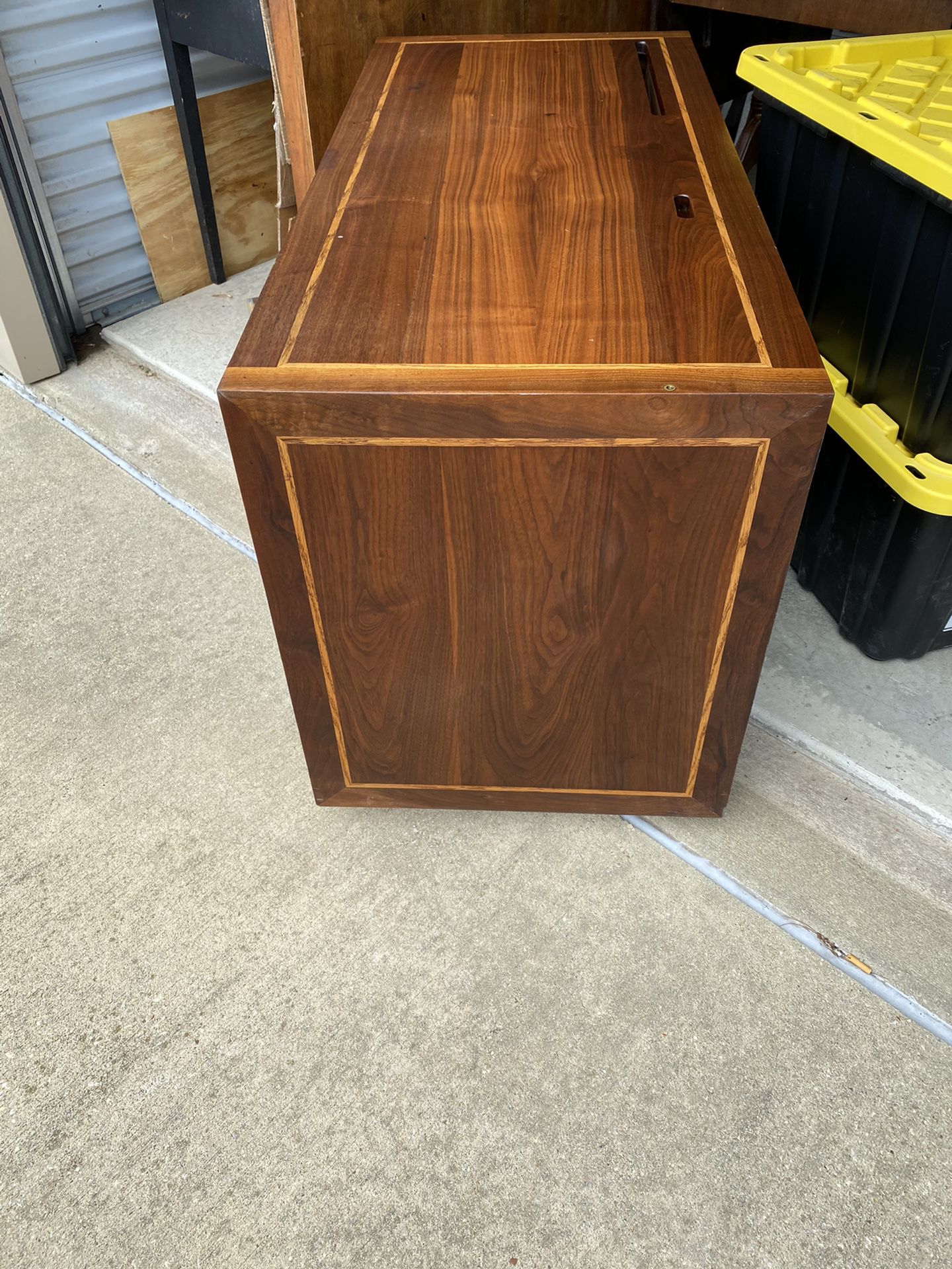 MCM Walnut Wood Desk With Inlay 