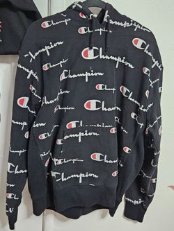 Champion black all over print hoodie