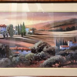 Frame and Art 43”x31” - Carol Jessen “Afternoon Light in Tuscany”