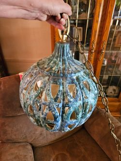 Vtg Ceramic swag lamp 19" tall