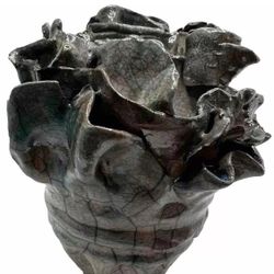 Studio Pottery Vase Abstract Sculpture Signed 7”