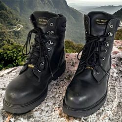 Big Mac Black Steel Toe Boots Size 10 M Black Leather ANSI Z41 PT99 High Top