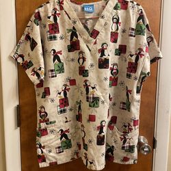 Medium Penguin Present Scrub Top