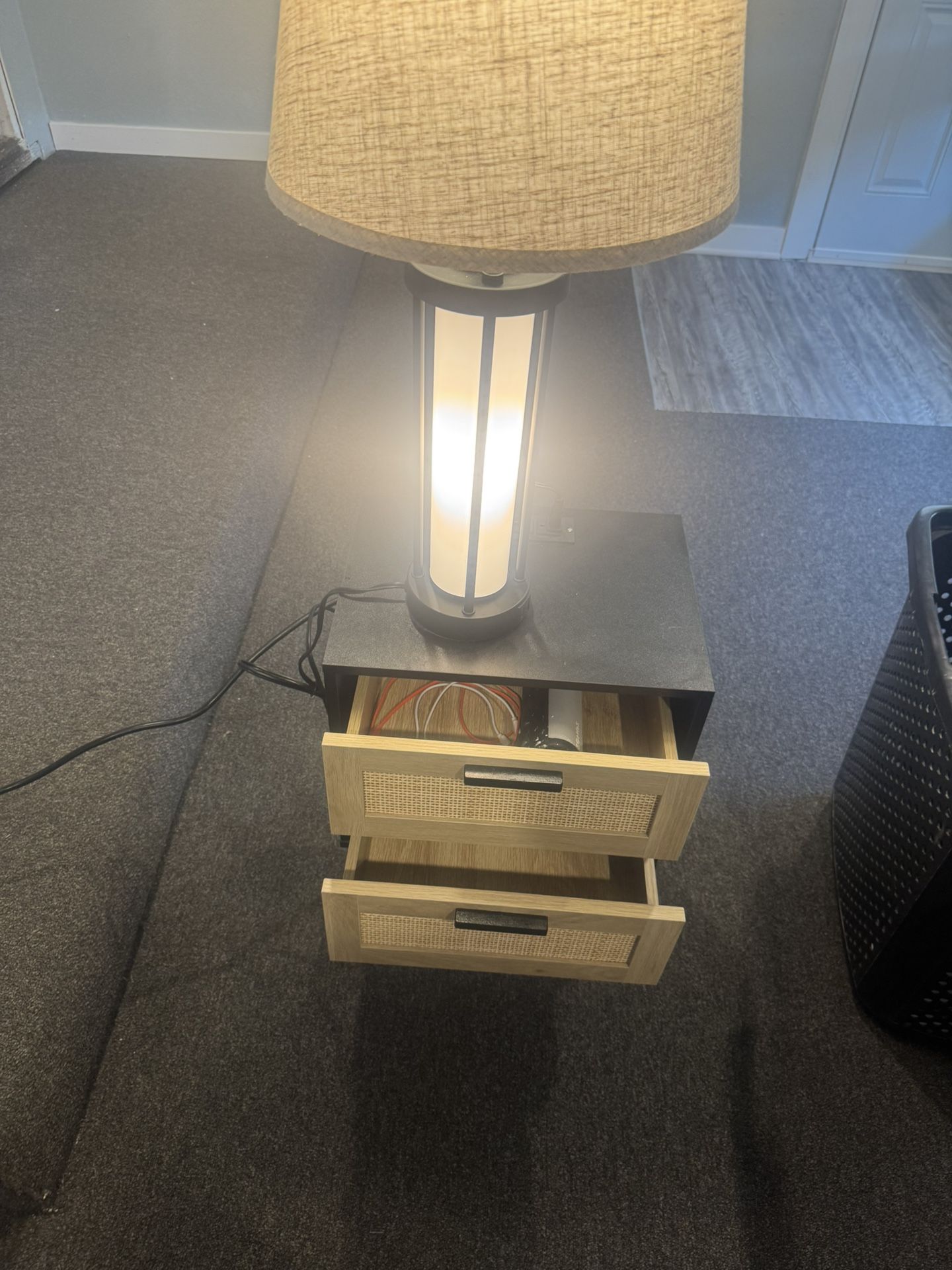 Two End Tables & Two Lamps , Set Of two
