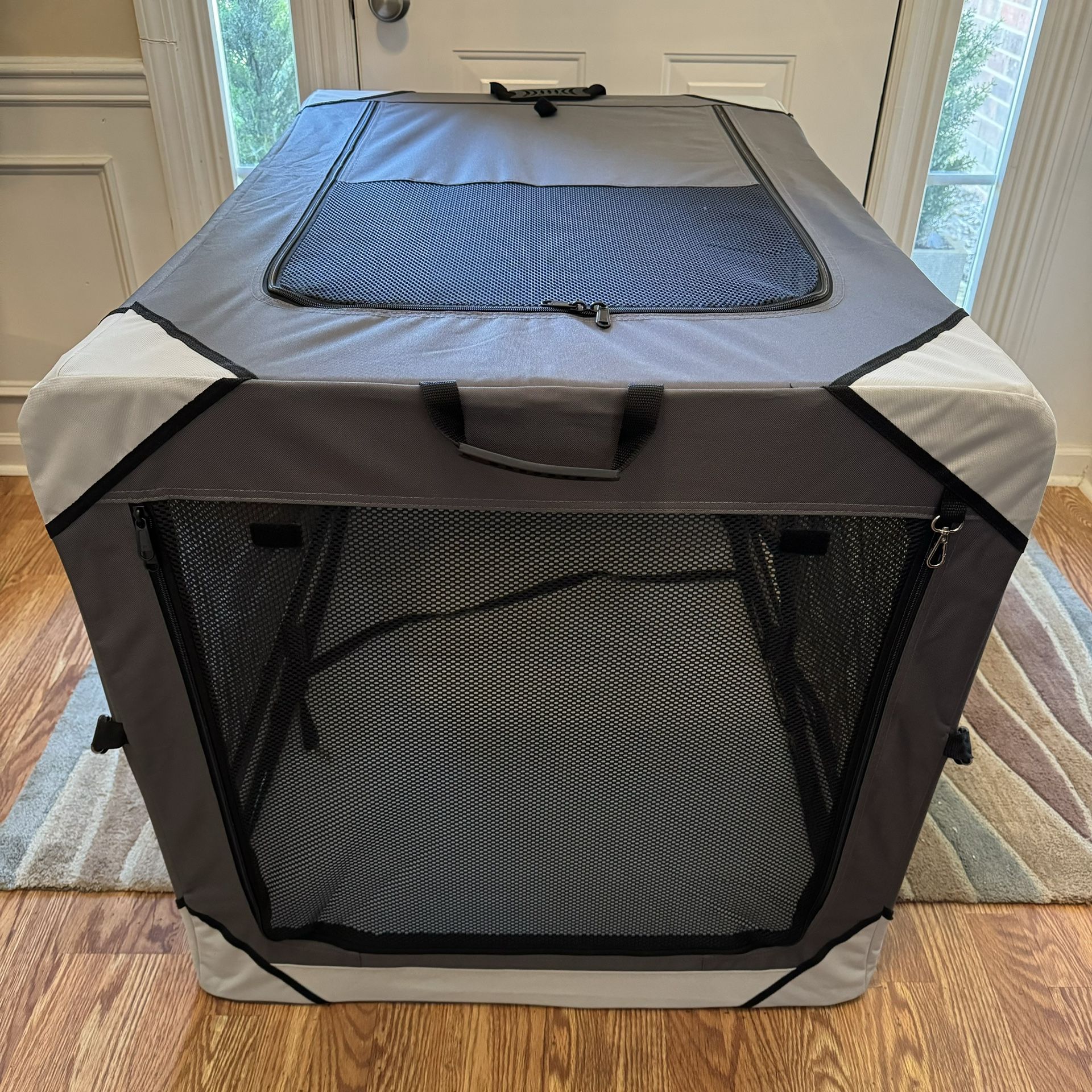 NEW 42" Soft Foldable Portable 4-Door Dog Crate - Pet Travel Kennel Carrier Playpen - $140 Retail