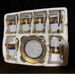 Porcelain Espresso Cup Set with Saucers and Spoons