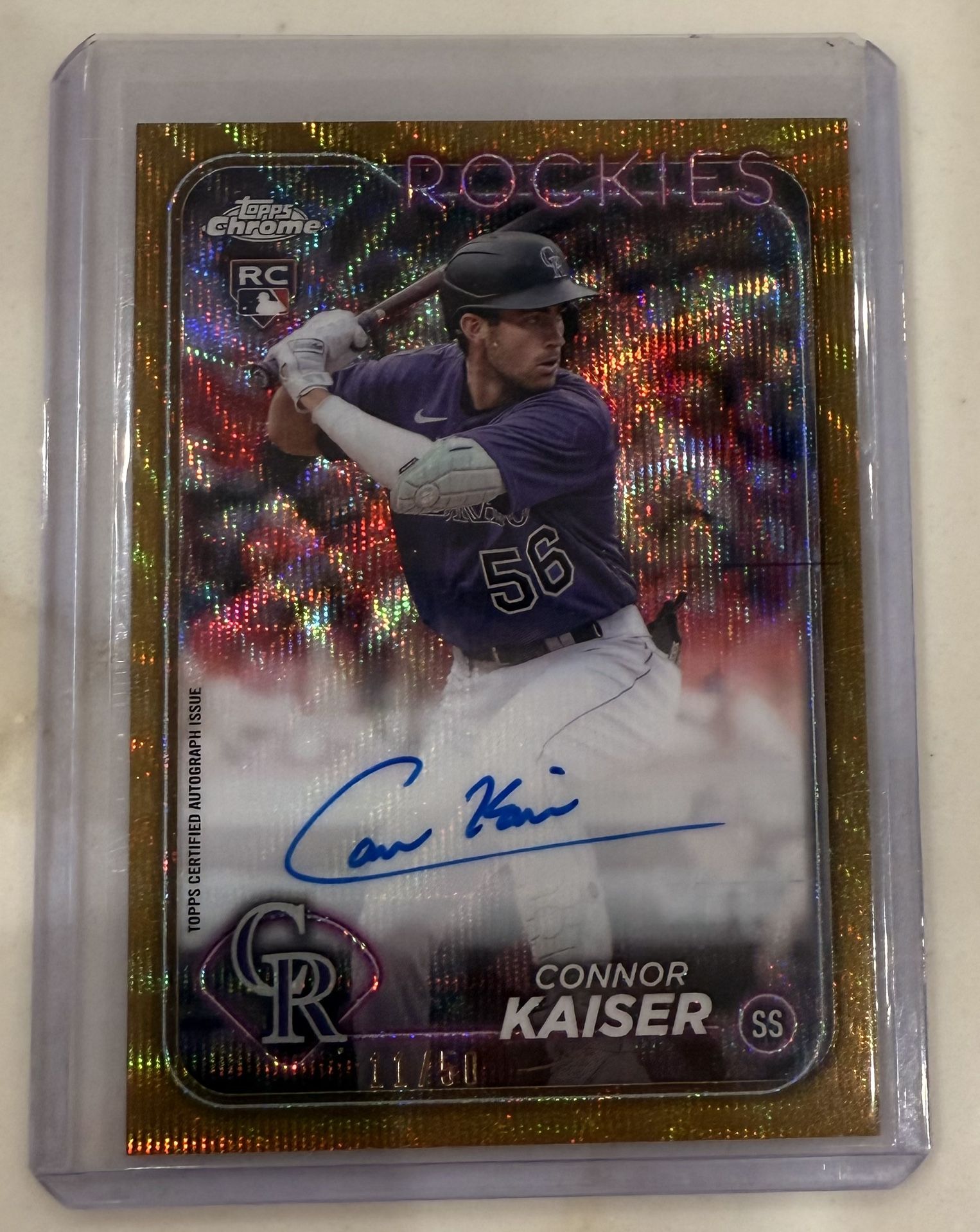 2024 Topps Chrome - Rookie Autographs Connor Kaiser Gold Wave Refractor /50 RC