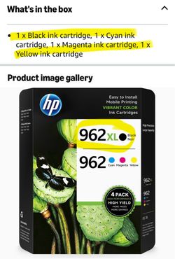 HP 962XL / 962 Ink Cartridges 4-Pack