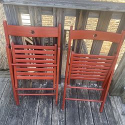 Two Wooden Foldable Chairs