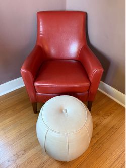 Leather chair/ottoman combo