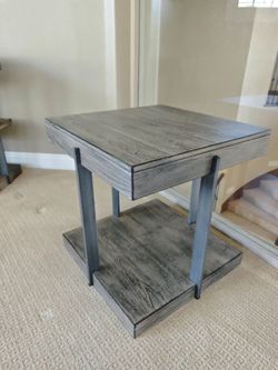 24-in W x 24-in H Antique Gray Wood Industrial End Table