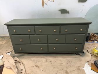 Olive Green 9-Drawer Dresser refurbished