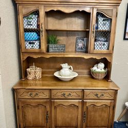 Antique Buffet Hutch Solid Birch