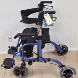 Versatile Rollator & Transport Chair - Blue