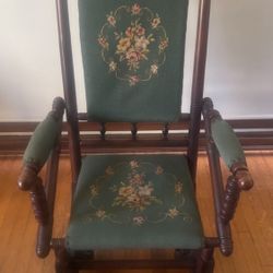 Vintage Needlepoint Rocking Chair 