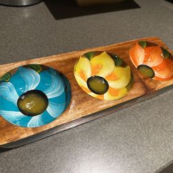 Hand Painted 3-Compartment Tray 