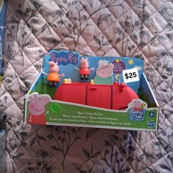 PEPPA PIG FIGURES AND RED CAR WITH SOUND 