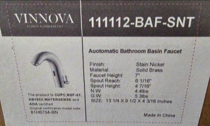 Vinnova Jumillia Single Hole Touchless Bathroom Faucet In Nickel