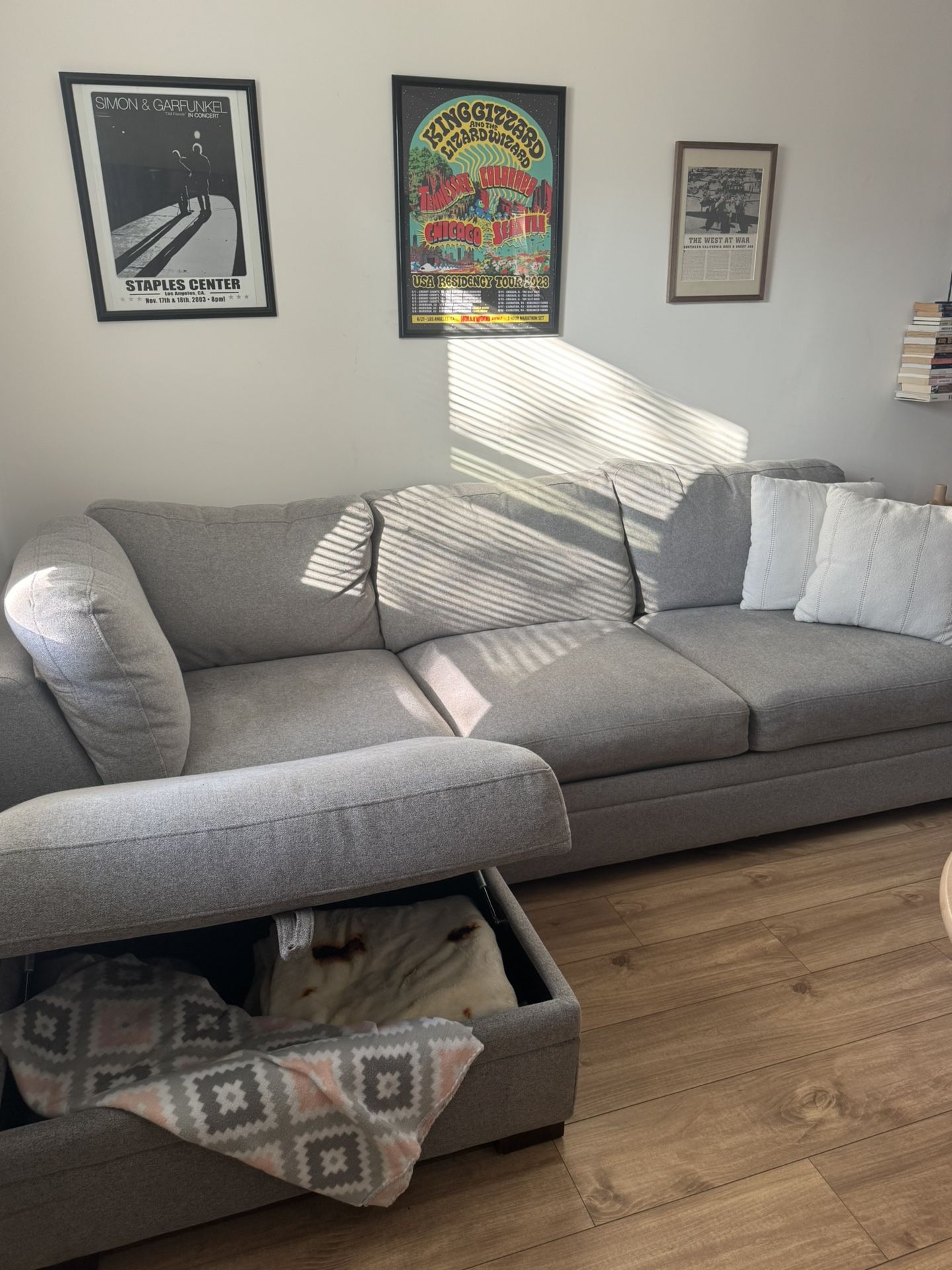 Gray Couch with Ottoman