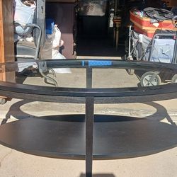 Oval Coffee Table w/ Beveled Glass