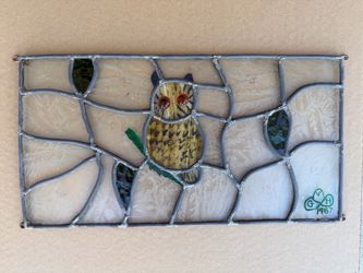 Vintage Owl Stain Glass Window Decor Indoor Outdoor Patio