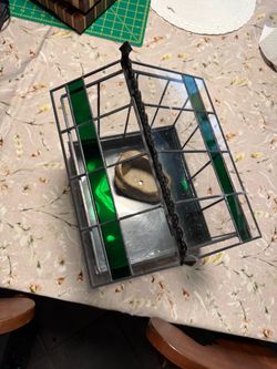 Green -Accented Stained Glass TERRARIUM or (GREEN HOUSE)