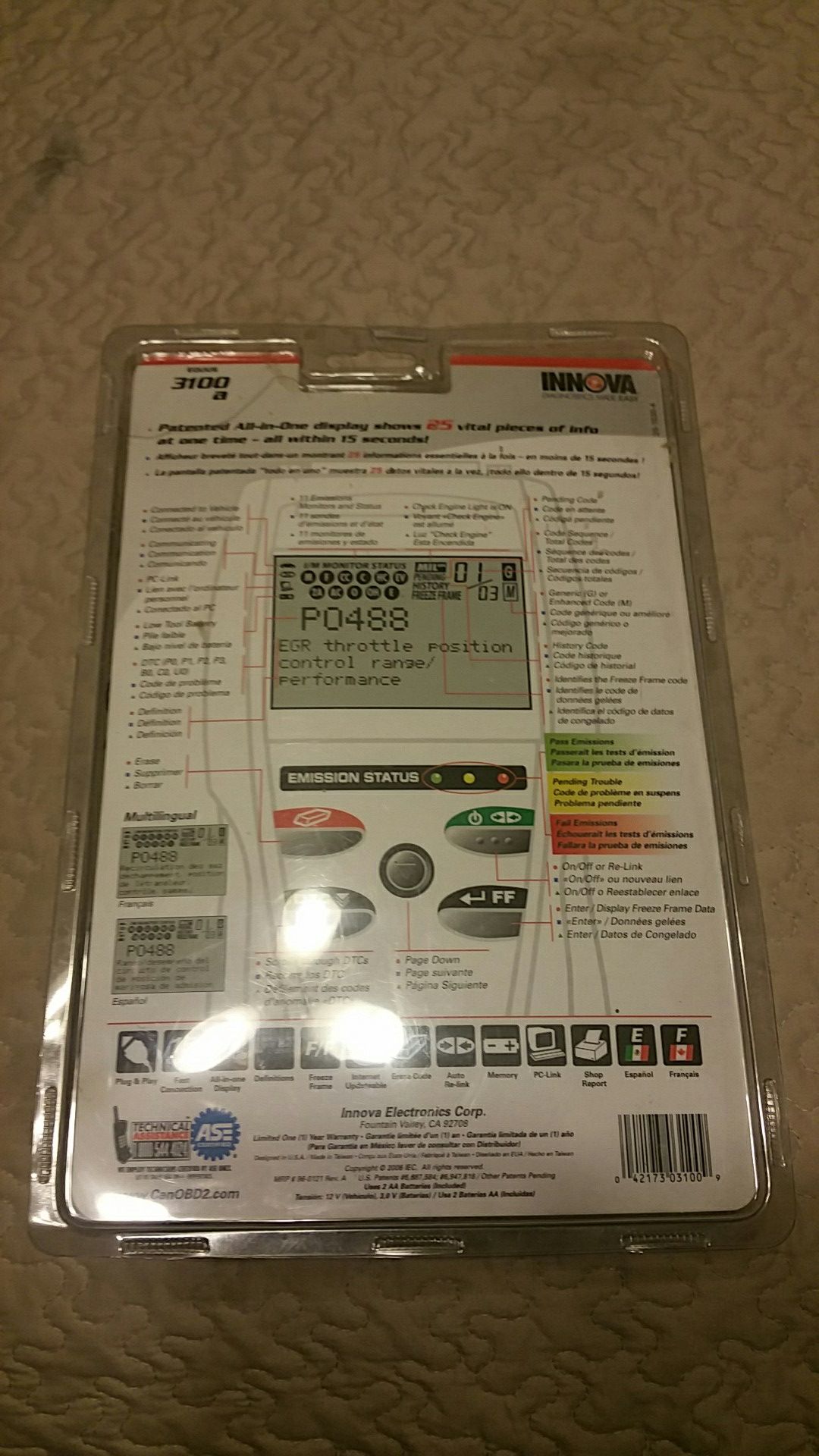 Innova Canobd2 Diagnostic Tool model 3100 for Sale in Marietta, GA