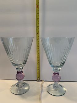 2- colored glass 14oz wine or water goblets