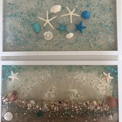 Art - Sea Shells and Sand on Glass