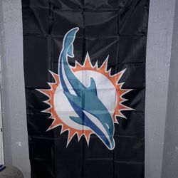 Used Miami Dolphins Flag Size 3ftx5ft 
