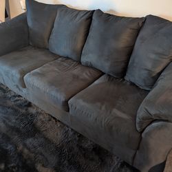 Ashley Suede Couch With Recliner