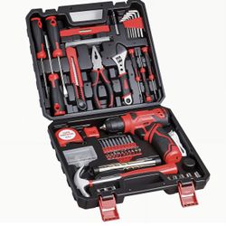Tool Set - 8V Cordless Drill Set, 132 Piece Home Tool Set With Hand Drill, Tool Kit for Women & Men, Perfect for Homeowner, Diyer, Handyman