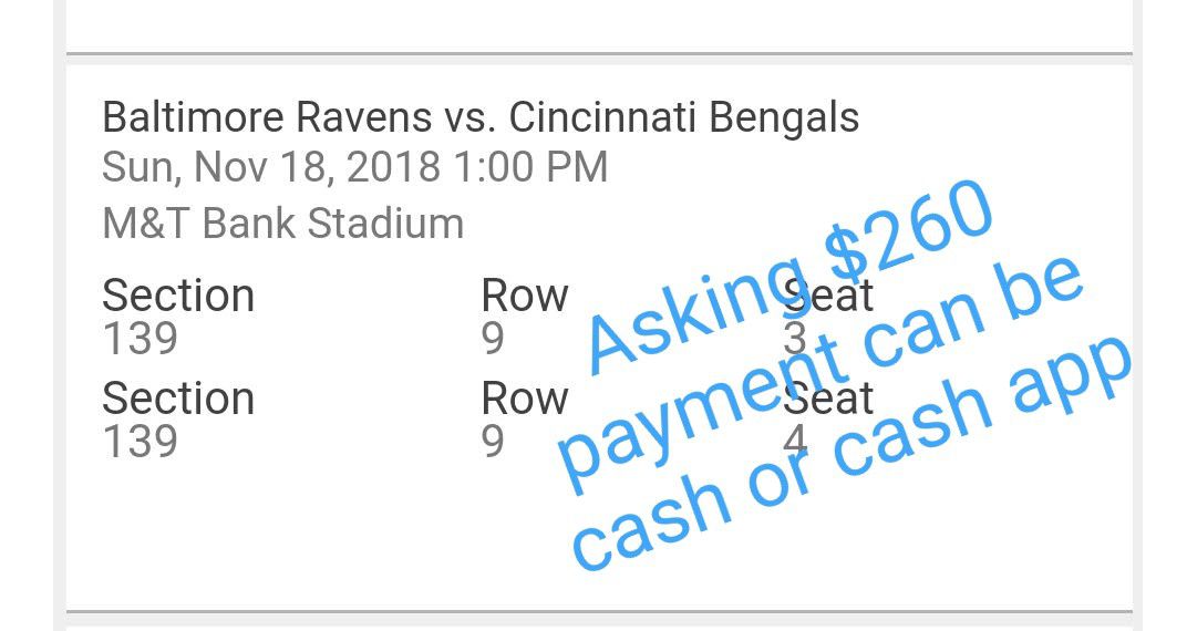 Ravens tickets great seat & price!